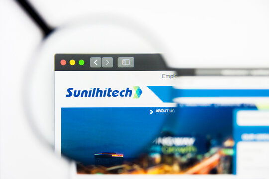 New York, New York State, USA - 19 June 2019: Illustrative Editorial of Sunil Hitech Engineers website homepage. Sunil Hitech Engineers logo visible on display screen.