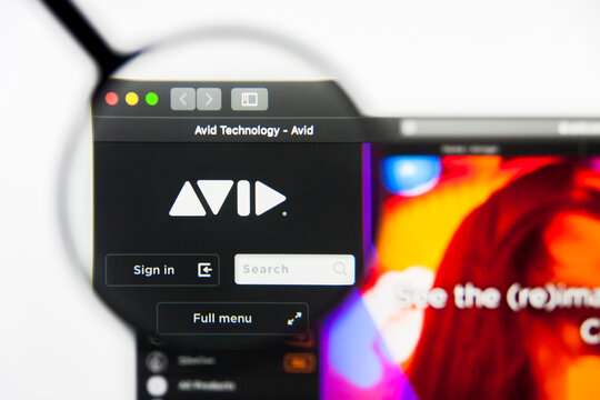 Richmond, Virginia, USA - 9 May 2019: Illustrative Editorial of Avid Technology Inc website homepage. Avid Technology Inc logo visible on display screen.