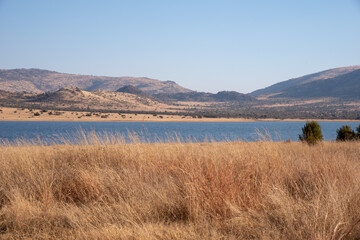 A lake in the african winter wilderness.