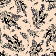 Fototapeta premium Floral seamless pattern vintage style