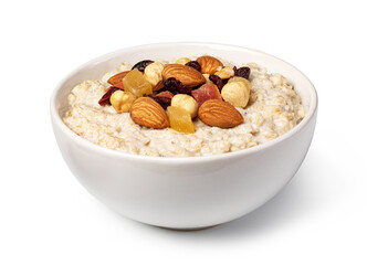 prepared oatmeal with fruits and berries