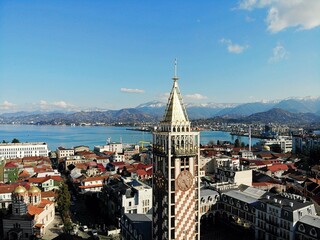Fototapeta premium Georgia, Batumi. City Centre. View from above, perfect landscape photo, created by drone. Aerial travel photography