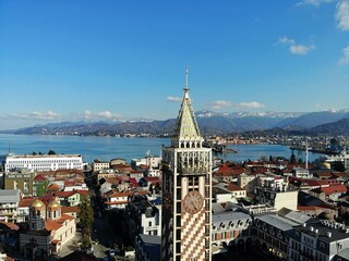 Fototapeta premium Georgia, Batumi. City Centre. View from above, perfect landscape photo, created by drone. Aerial travel photography