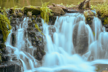 natural silk effect waterfall with vegetation