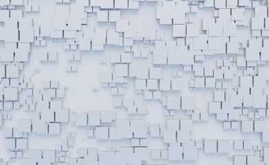 abstract background made of white cubes,3d illustration for graphic design.