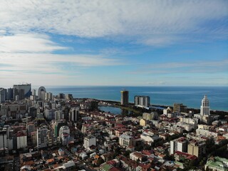 Fototapeta premium Georgia, Batumi. City Centre. View from above, perfect landscape photo, created by drone. Aerial travel sea photography