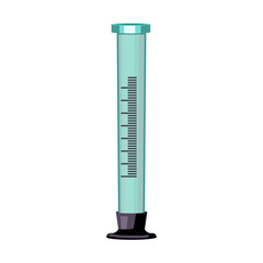 Empty graduated cylinder. Test tube with marking for precision measurement. Can be used for topics like education, research, science