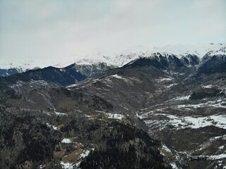 Georgia. Svanetia Region, Mountain side of country. View from above, perfect landscape photo, created by drone. Aerial photo from travel.