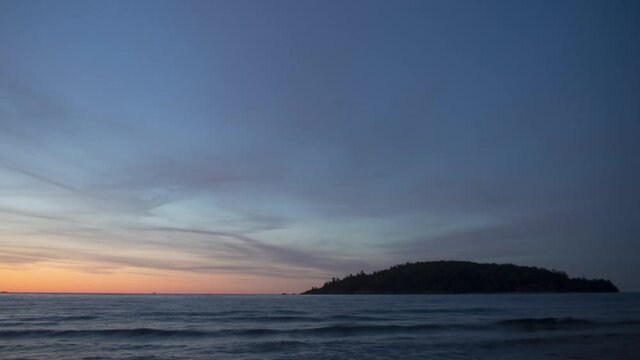 Island in Lake Superior at Sunset off the Coast of Marquette Michigan time lapse