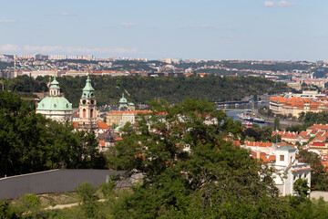 Naklejka na ściany i meble Prague City with green Nature from the Hill Petrin, Czech Republic
