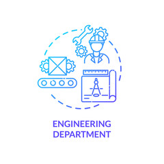 Engineering department blue gradient concept icon. Technical production. Professional service. Product management idea thin line illustration. Vector isolated outline RGB color drawing
