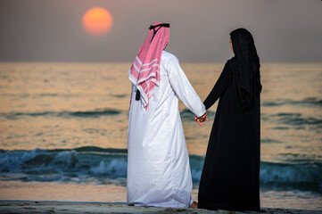 Portrait of Arabic dressed yang couple.