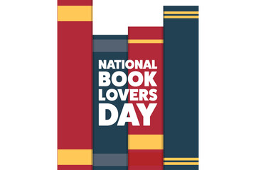 National Book Lovers Day. August 9. Holiday concept. Template for background, banner, card, poster with text inscription. Vector EPS10 illustration.