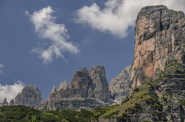 View of Sfulmini and Castellatto dei Massodi peaks, Brenta Dolomites, Trentino-Adige, Italy.