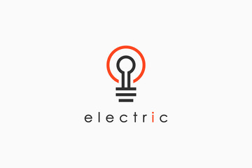 Electric Logo. Linear Light Bulb Icon isolated on White Background. Usable for Business, Electricity, Industrial and Technology Logos. Flat Vector Logo Design Template Element.