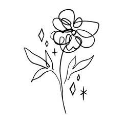 Minimalist line art flower. Poppy contour drawing. Vector artwork.