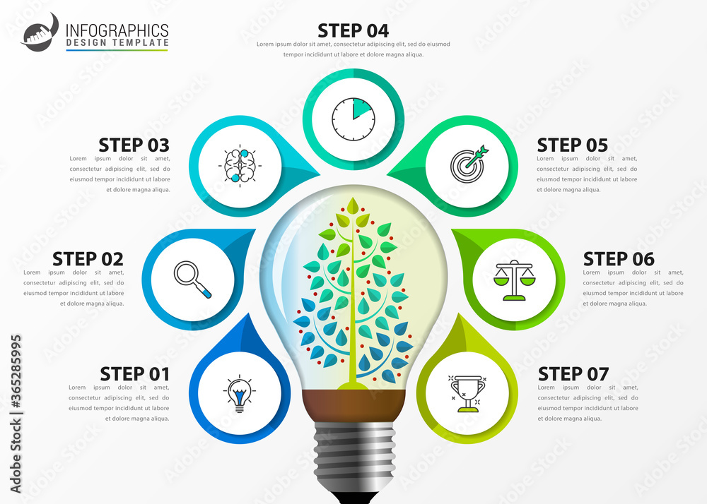 Wall mural infographic design template. creative concept with 7 steps