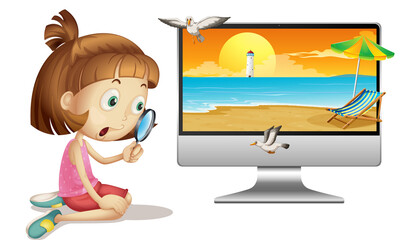 Summer scene on computer desktop