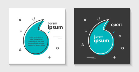 Quote template with trendy style. Comma, Note, message and comment with generic text on copy space. Vector eps illustration