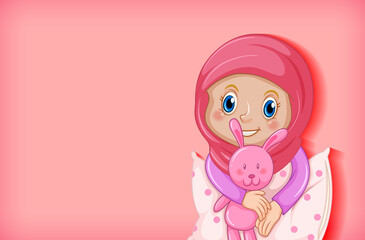 Happy muslim girl in pajamas