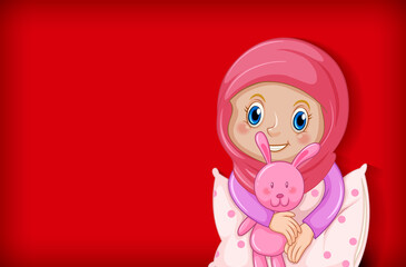 Happy muslim girl in pajamas