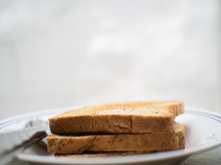 slice of bread on the plate