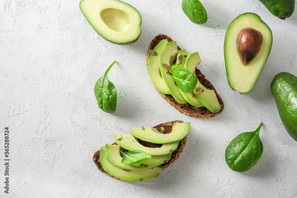 Wall mural Healthy and tasty avocado sandwiches - Wall murals