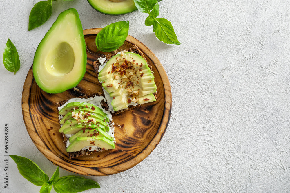 Wall mural Healthy and tasty avocado sandwiches - Wall murals