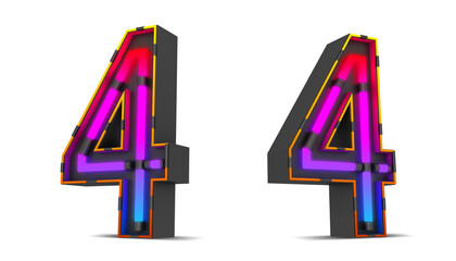 Neon Light number with clipping paths.