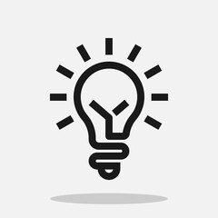 Light bulb one line vector icon isolated on white background.