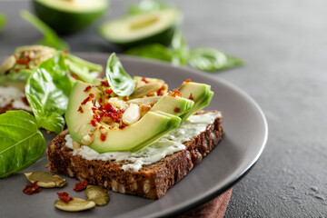 Healthy and tasty avocado sandwiches