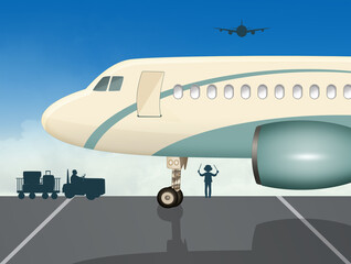 illustration of the plane at the airport
