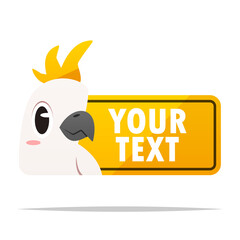 Cartoon cockatoo label banner vector isolated illustration © FARBAI