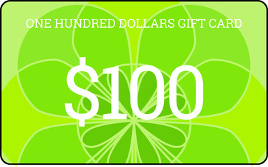 A $100 gift card in a bold geometric design.