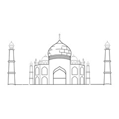Fototapeta na wymiar Taj mahal outline. Indian famous building - Vector
