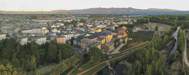 Aerial view in village of El Bierzo, Leon in the Camino de Santiago. Spain