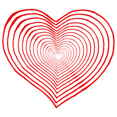 Obraz premium Red outline heart. Vector background of hearts card on Valentine's Day. Romantic symbol valentine.