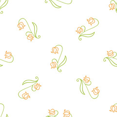 Seamless pattern with floral and herbal elements. Decorative texture for wallpaper, textile, stationery, scrapbook, web, wrapping paper.