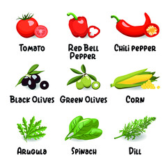 Set of fresh vegetables