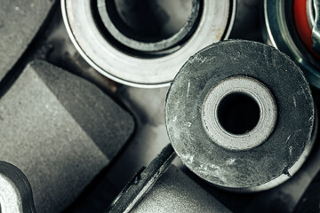 Close up of new spare car parts