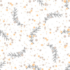Seamless pattern with floral and herbal elements. Decorative texture for wallpaper, textile, stationery, scrapbook, web, wrapping paper.