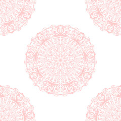 Seamless lacy mandala background. Oriental pattern. Decorative vector texture with elements in ethnic style.