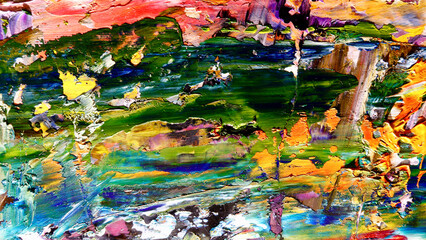 Colorful abstract background wallpaper. Modern motif visual art.  Mixtures of oil paint. Trendy...