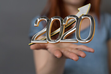 business year 2020 up goals and success illustration