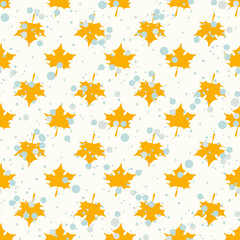 Seamless pattern with herbal elements. Decorative texture with maple leaves for wallpaper, textile, stationery, scrapbook, web, wrapping paper.