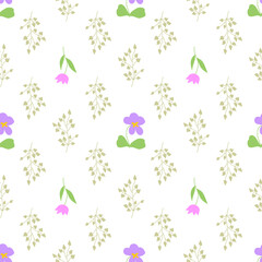 Seamless pattern with floral and herbal elements. Decorative texture for wallpaper, textile, stationery, scrapbook, web, wrapping paper.