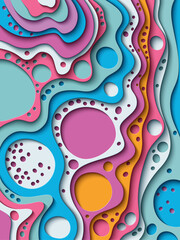 Vector paper cut waves modern background.