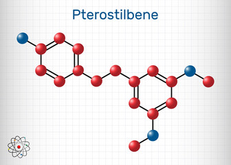 Pterostilbene, stilbenoid molecule. It has a role as metabolite, antioxidant, antineoplastic agent, neurotransmitter. Sheet of paper in a cage