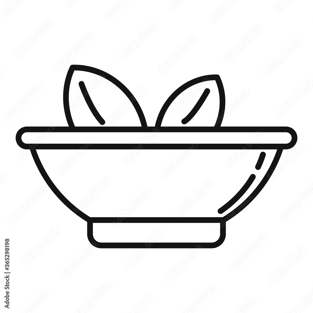 Wall mural Garden leaf medical bowl icon. Outline garden leaf medical bowl vector icon for web design isolated on white background