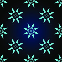 Fototapeta na wymiar Simple flower isolated on dark blue background is in Seamless pattern for textile